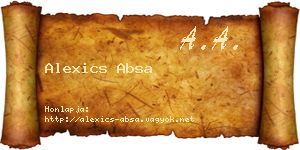 Alexics Absa névjegykártya